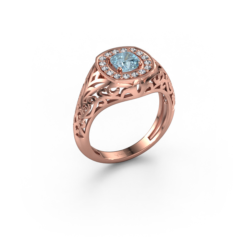 Image of Men's ring Quinten 585 rose gold Blue lab grown diamond 5 mm