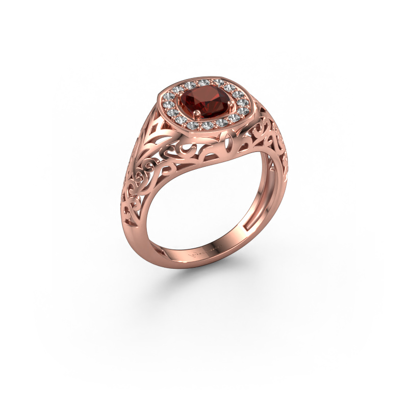 Image de Bague pour homme Quinten 585 or rose Grenat 5 mm