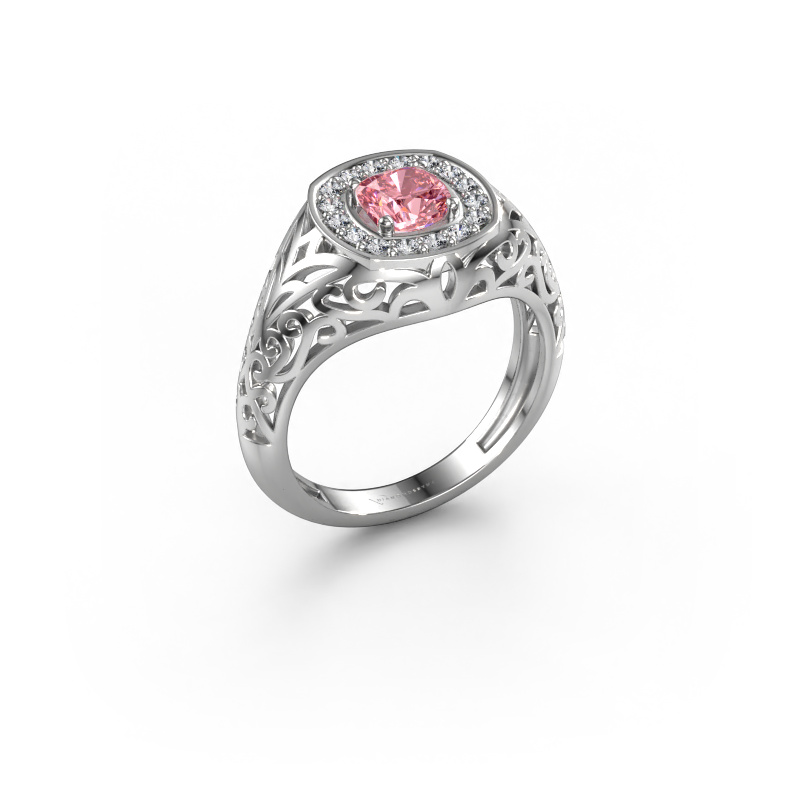 Image de Bague pour homme Quinten 950 platine Diamant synthétique roze 5 mm