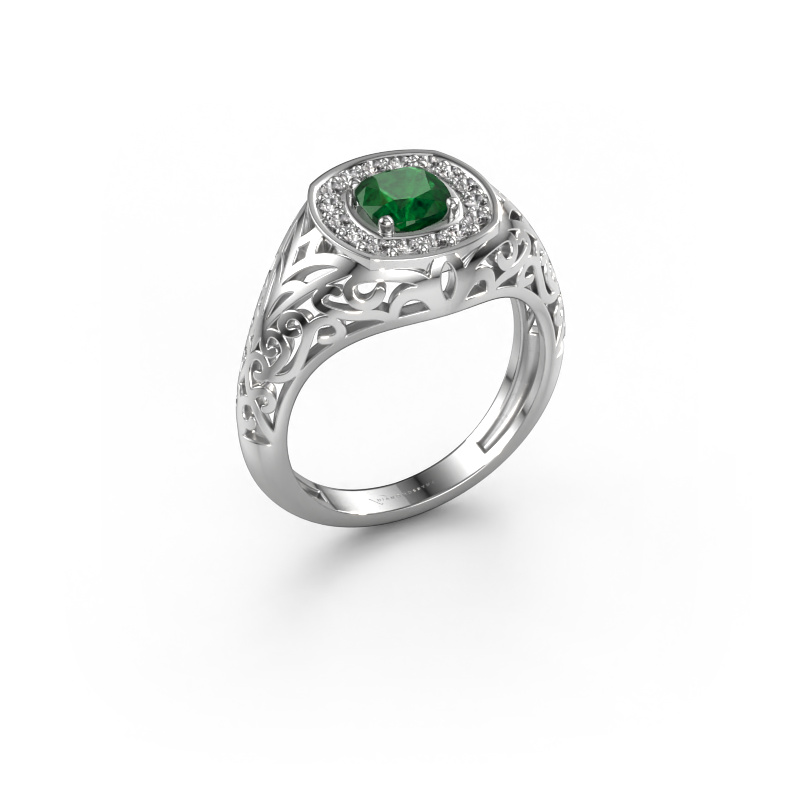 Image of Men's ring Quinten 950 platinum Emerald 5 mm