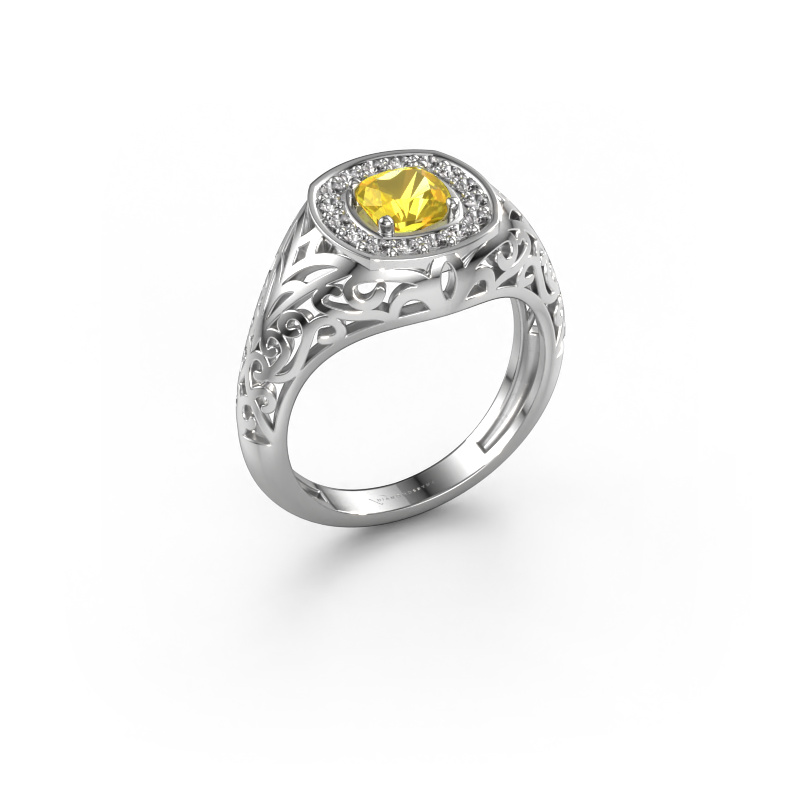 Image of Men's ring Quinten 950 platinum Yellow sapphire 5 mm