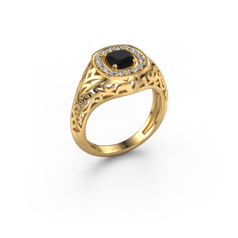 Bild von Herrenring Quinten 585 Gold Schwarz Diamant 0.86 crt