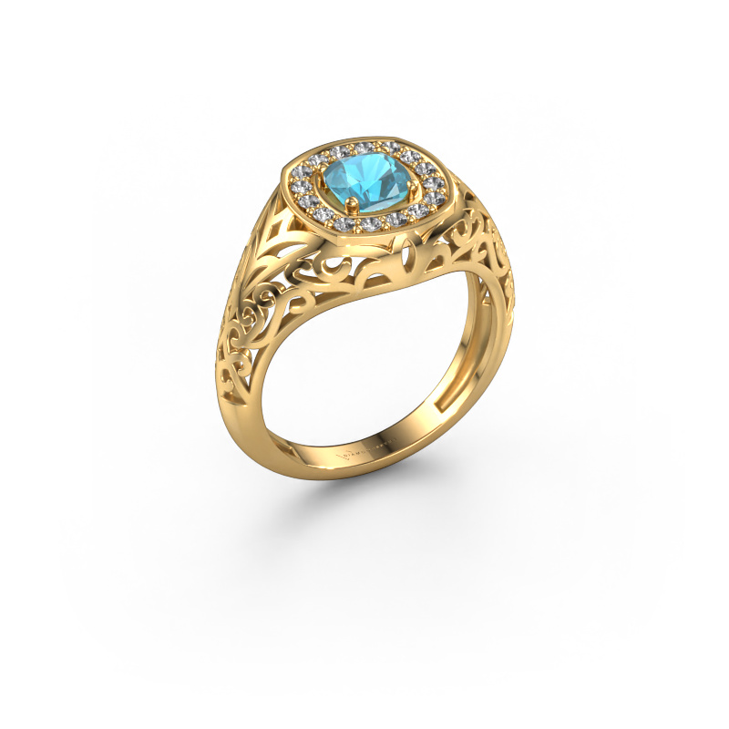Image of Men's ring Quinten 585 gold Blue topaz 5 mm