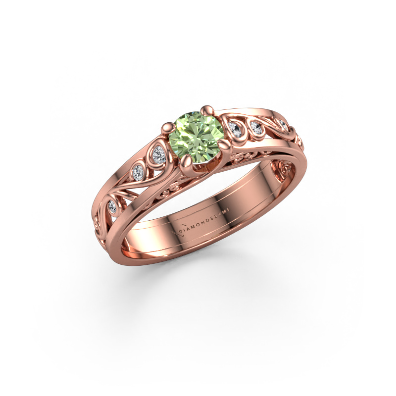 Bild von Ring Quinty 585 Roségold Grüner Labor-Diamant 4.7 mm