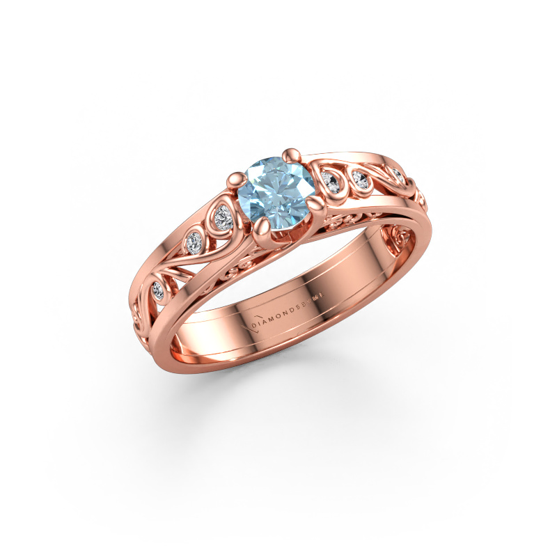 Bild av Ring Quinty 585 roséguld Blå labbodlad diamant 4.7 mm