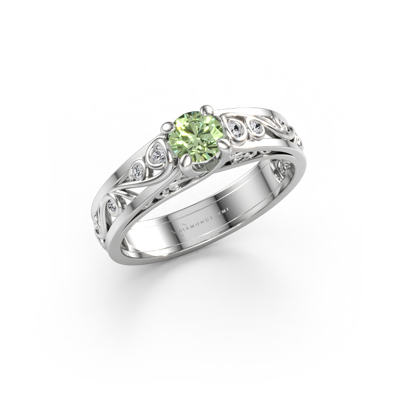 Immagine di Anello Quinty 585 oro bianco Diamante lab grown verde 4.7 mm