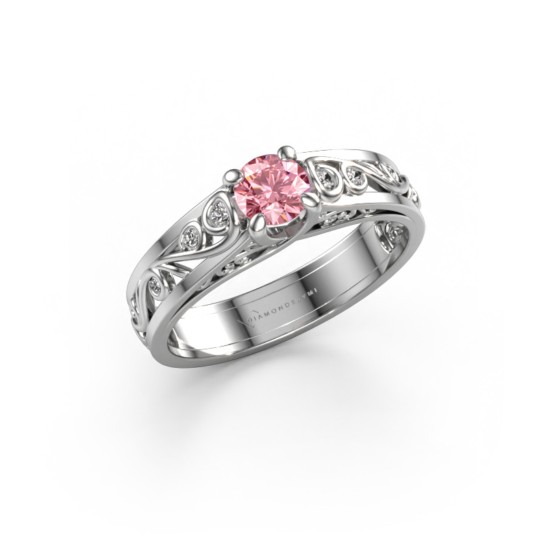 Image of Ring Quinty 585 white gold Pink lab grown diamond 4.7 mm