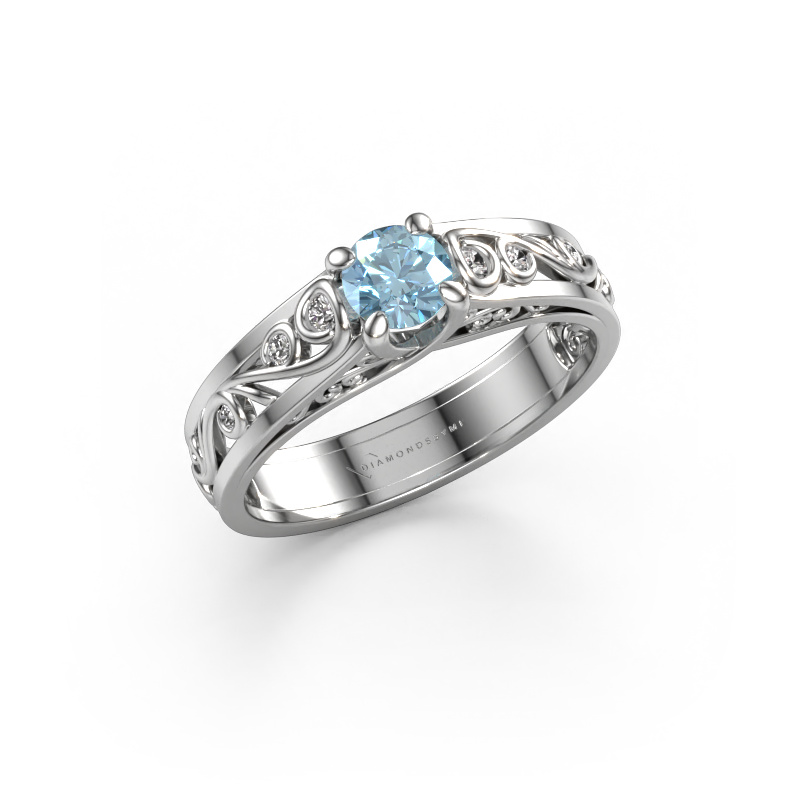 Image of Ring Quinty 585 white gold Blue lab grown diamond 4.7 mm