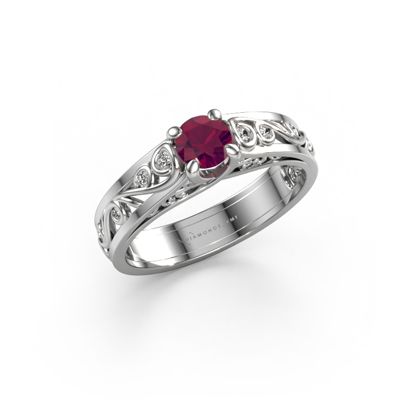 Image de Bague Quinty 585 or blanc Rhodolite 4.7 mm
