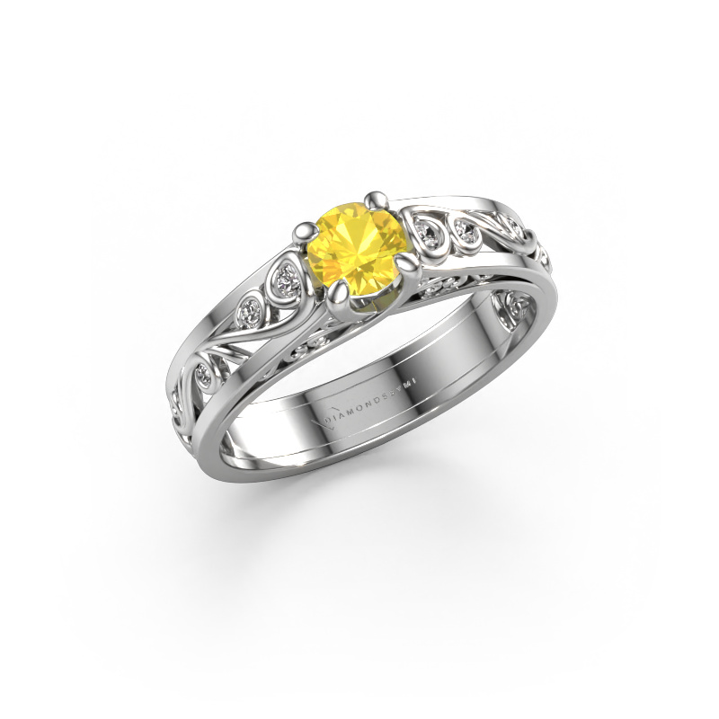 Bild von Ring Quinty 585 Weißgold Gelb Saphir 4.7 mm