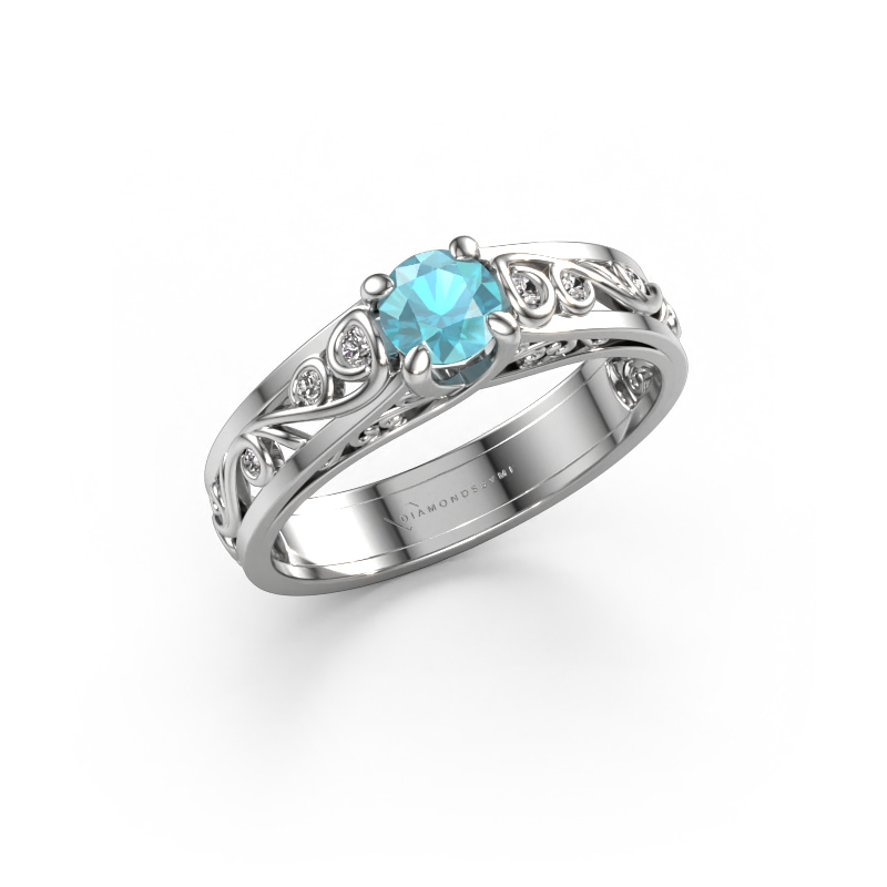 Image of Ring Quinty 585 white gold Blue topaz 4.7 mm