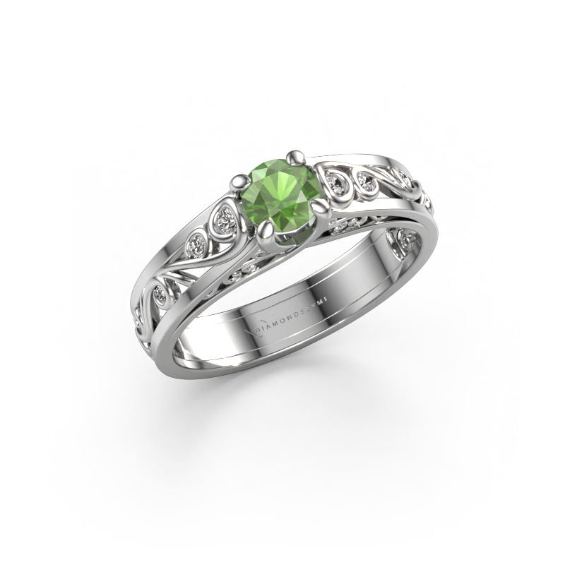 Image of Ring Quinty 585 white gold Tourmaline green 4.7 mm