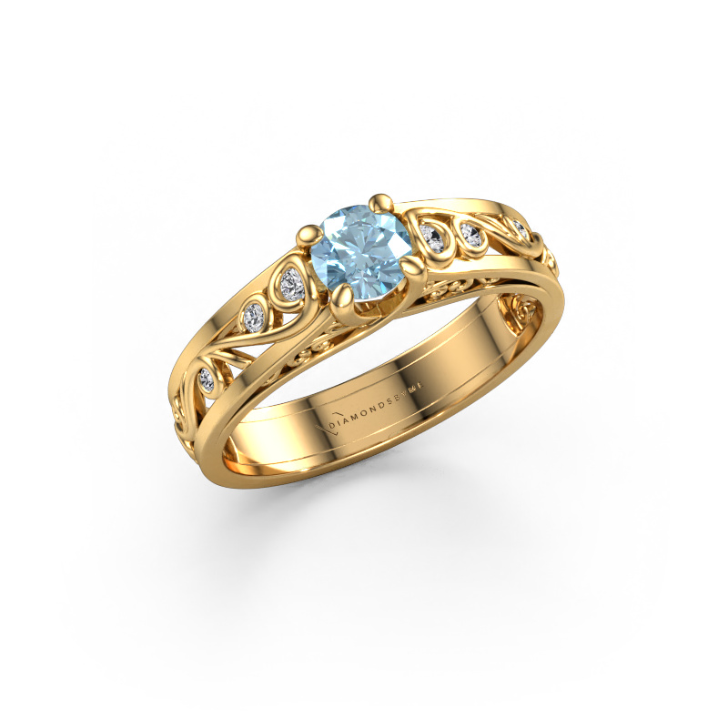 Image de Bague Quinty 585 or jaune Diamant synthétique bleu 4.7 mm