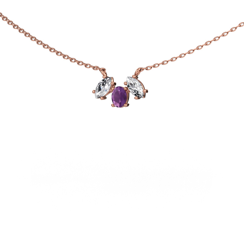 Image of Necklace Rachal 585 rose gold Amethyst 4x3 mm
