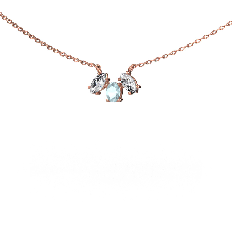 Afbeelding van Ketting Rachal 585 rosé goud Aquamarijn 4x3 mm
