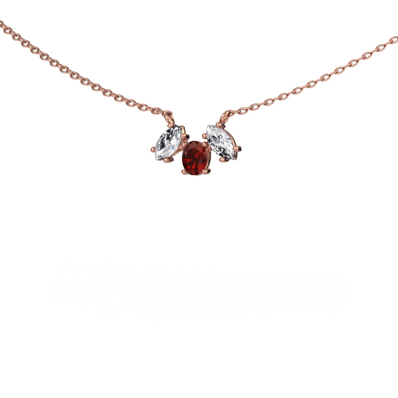 Image of Necklace Rachal 585 rose gold Garnet 4x3 mm