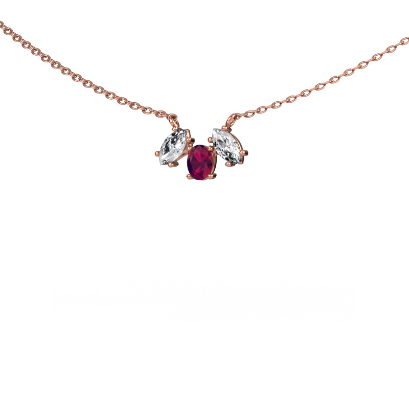 Afbeelding van Ketting Rachal 585 rosé goud Rhodoliet 4x3 mm