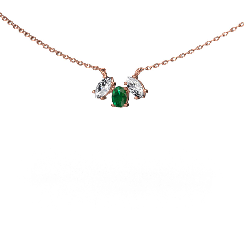 Image of Necklace Rachal 585 rose gold Emerald 4x3 mm