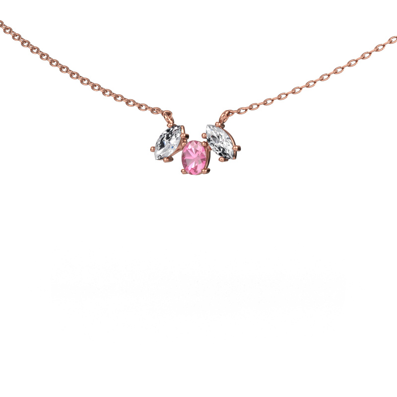 Image of Necklace Rachal 585 rose gold Pink sapphire 4x3 mm