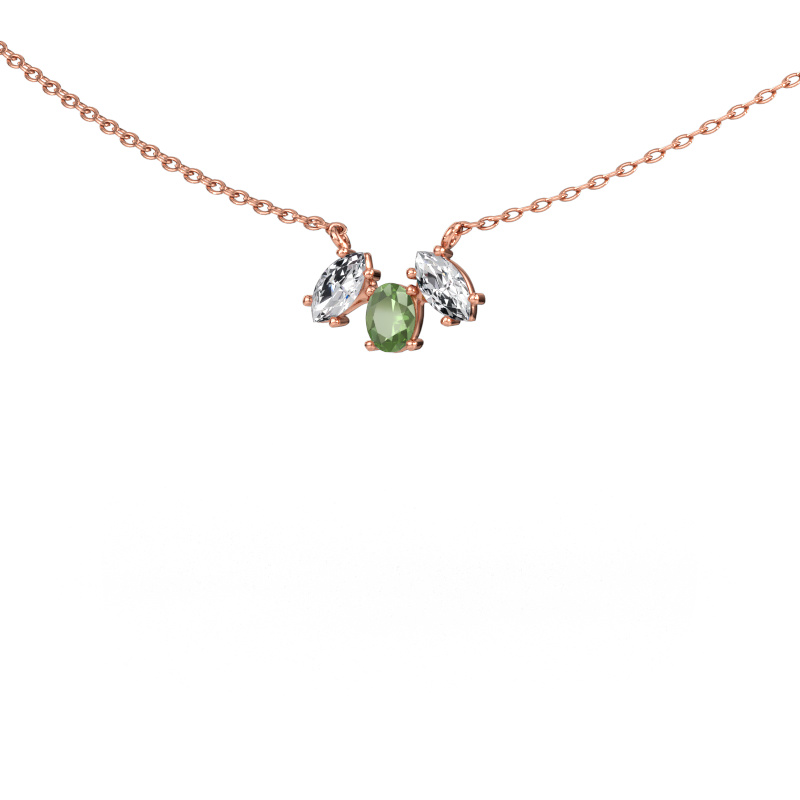 Immagine di Collana Rachal 585 oro rosa Tormalina verde 4x3 mm