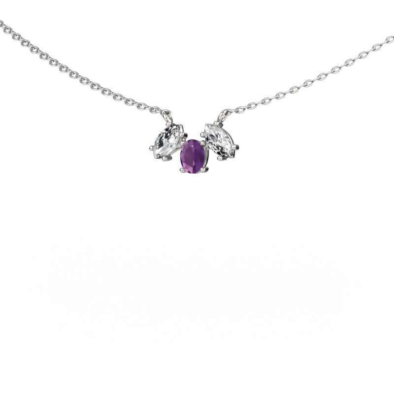 Image of Necklace Rachal 585 white gold Amethyst 4x3 mm