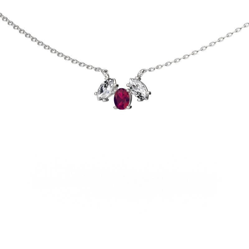Afbeelding van Ketting Rachal 585 witgoud Rhodoliet 4x3 mm