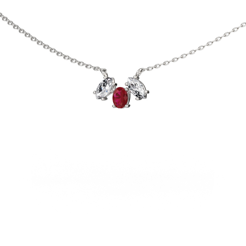 Image of Necklace Rachal 585 white gold Ruby 4x3 mm