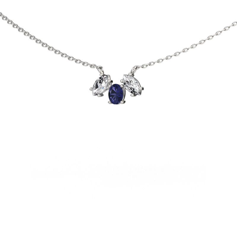 Image of Necklace Rachal 585 white gold Sapphire 4x3 mm