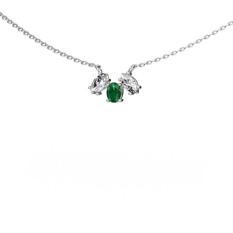 Image of Necklace Rachal 585 white gold Emerald 4x3 mm