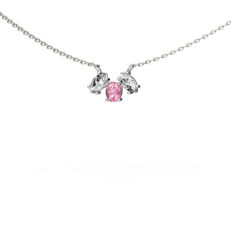 Image of Necklace Rachal 585 white gold Pink sapphire 4x3 mm