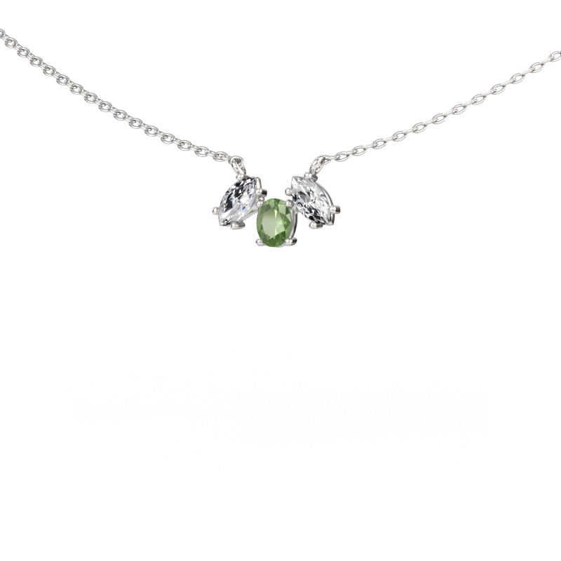 Immagine di Collana Rachal 585 oro bianco Tormalina verde 4x3 mm