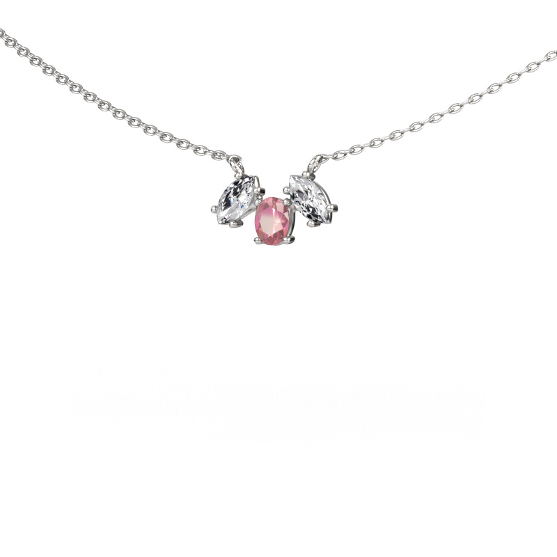 Image of Necklace Rachal 585 white gold Tourmaline pink 4x3 mm