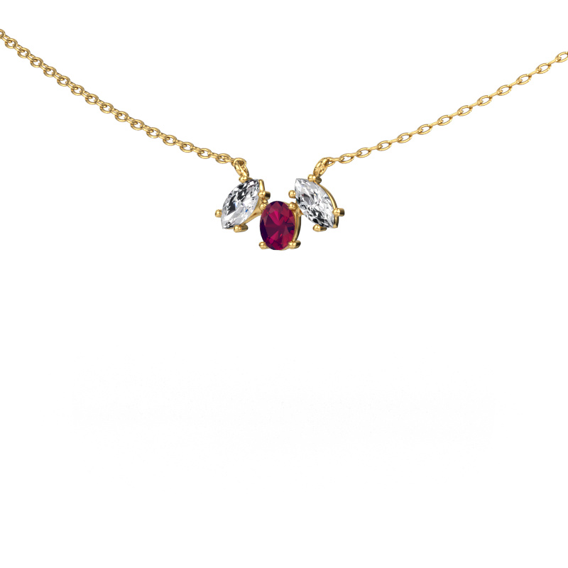 Image of Necklace Rachal 585 gold Rhodolite 4x3 mm