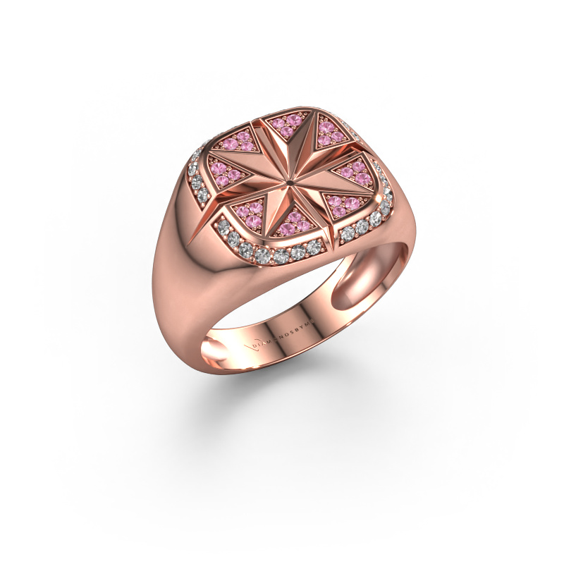 Image of Men's ring Ravi 585 rose gold Pink sapphire 1 mm