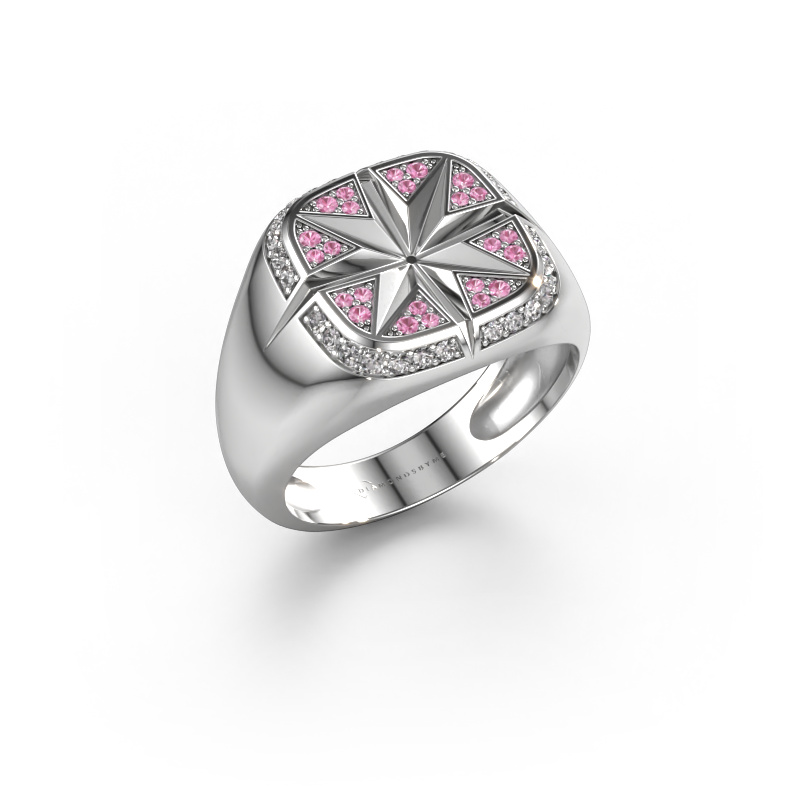 Image of Men's ring Ravi 950 platinum Pink sapphire 1 mm