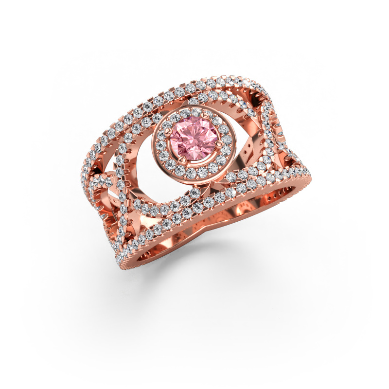 Bild av Ring Regina 585 roséguld Rosa labbodlad diamant 4.2 mm
