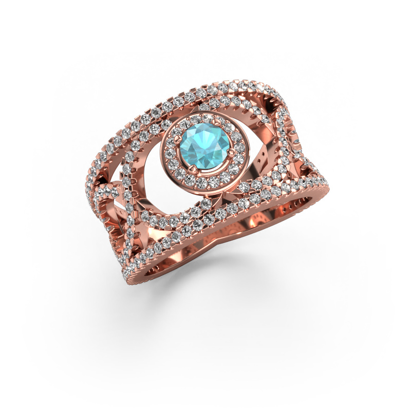 Image of Ring Regina 585 rose gold Blue topaz 4.2 mm