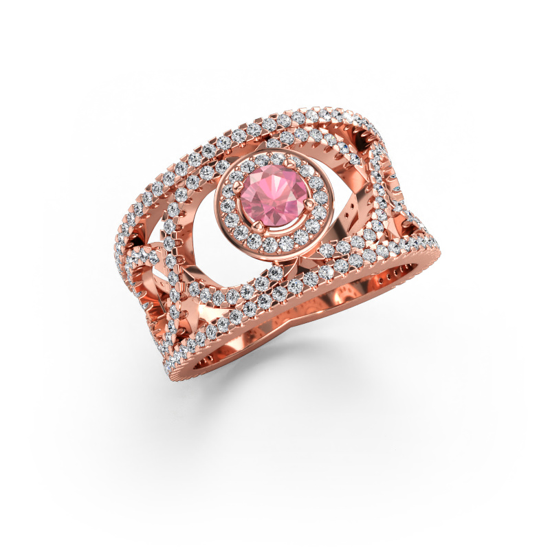 Immagine di Anello Regina 585 oro rosa Tormalina rosa 4.2 mm