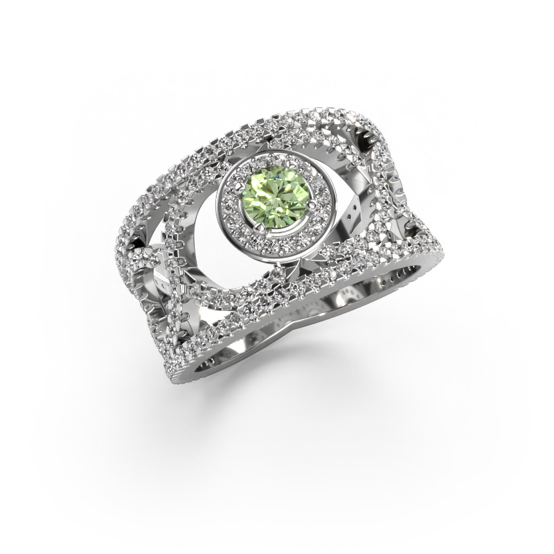 Image of Ring Regina 585 white gold Green lab grown diamond 4.2 mm