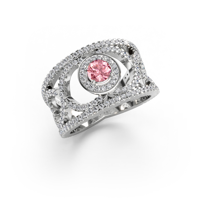 Immagine di Anello Regina 950 platino Diamante lab grown rosa 4.2 mm
