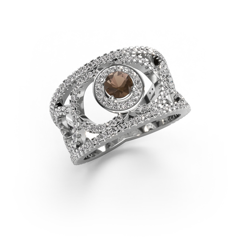 Image of Ring Regina 585 white gold Smokey quartz 4.2 mm