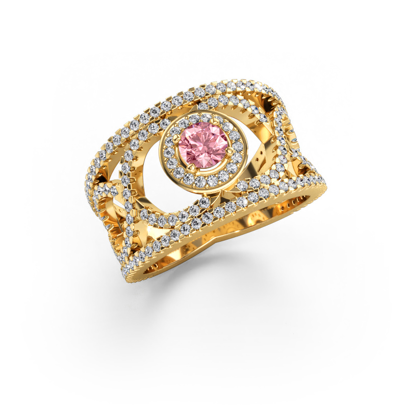 Bild av Ring Regina 585 gult guld Rosa labbodlad diamant 4.2 mm