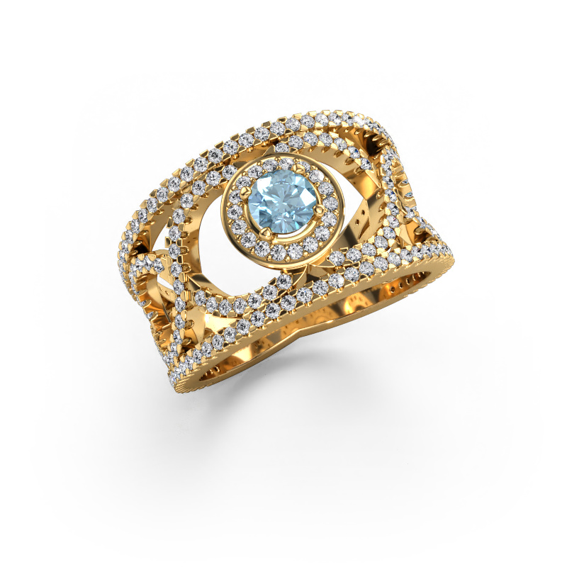 Bild von Ring Regina 585 Gold Blauer Labordiamant 4.2 mm