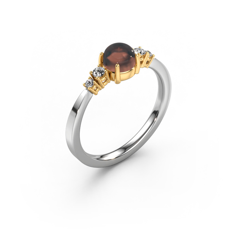 Image of Ring Regine 585 white gold Smokey quartz 5 mm