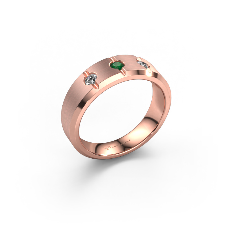 Afbeelding van Heren ring Remco 585 rosé goud Smaragd 2.7 mm