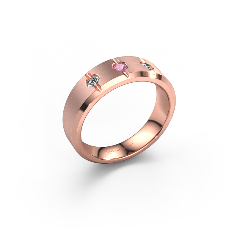 Image of Men's ring Remco 585 rose gold Pink sapphire 2.7 mm