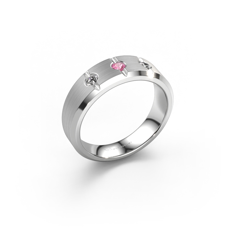 Image of Men's ring Remco 585 white gold Pink sapphire 2.7 mm