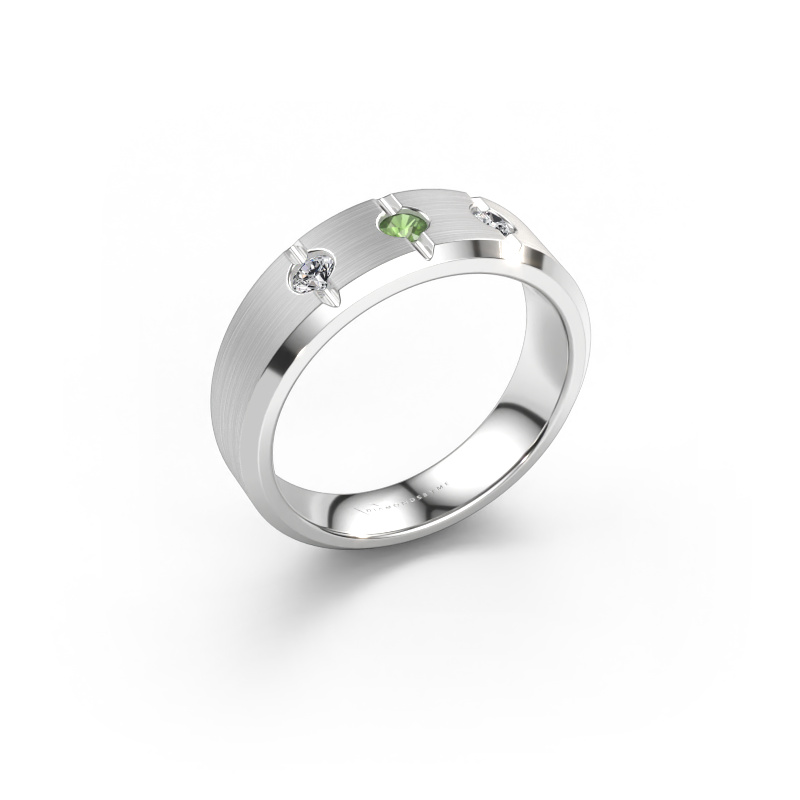 Immagine di Anello da uomo Remco 585 oro bianco Tormalina verde 2.7 mm