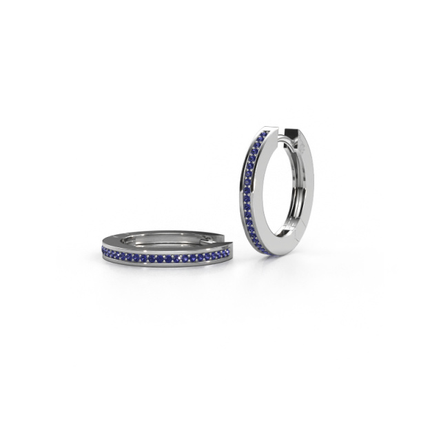 Image of Hoop earrings renee 4 12 mm 950 platinum Sapphire 1 mm
