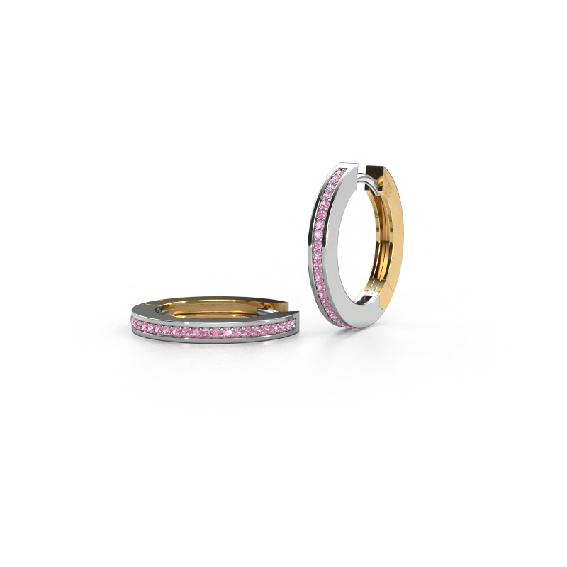 Image of Hoop earrings Renee 4 12 mm 585 white gold Pink sapphire 1 mm